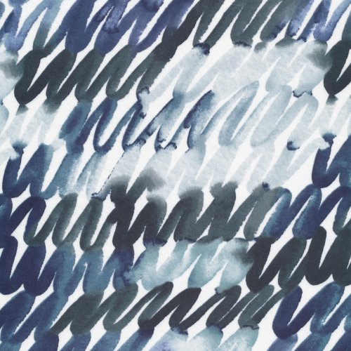 Bio Baumwolle Satin - Scribbles In Blue - Field & Sky - Cloud9 Fabrics